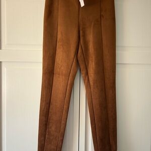 LOFT Suede-Look Brown Slim Ponte Pants